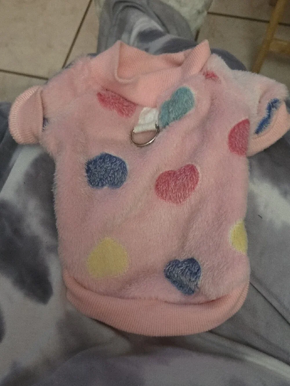 Pink Smiley Print Dog Romper & Plush Polka Dot Sweater Jamamas Small